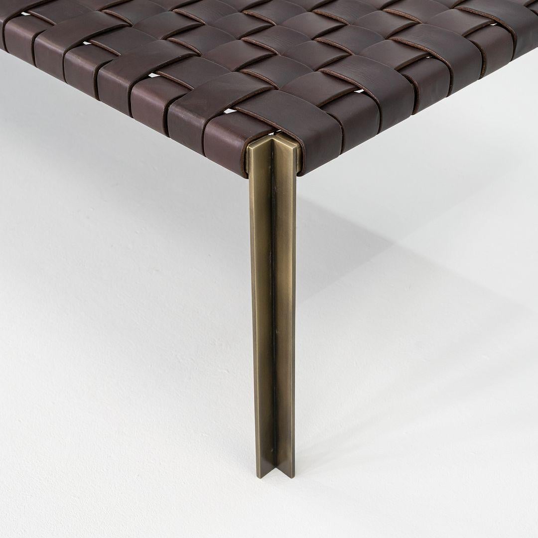 2020s Gratz / Laverne TG-18 Large Bench in Bronze with Dark Brown Leather en vente 4