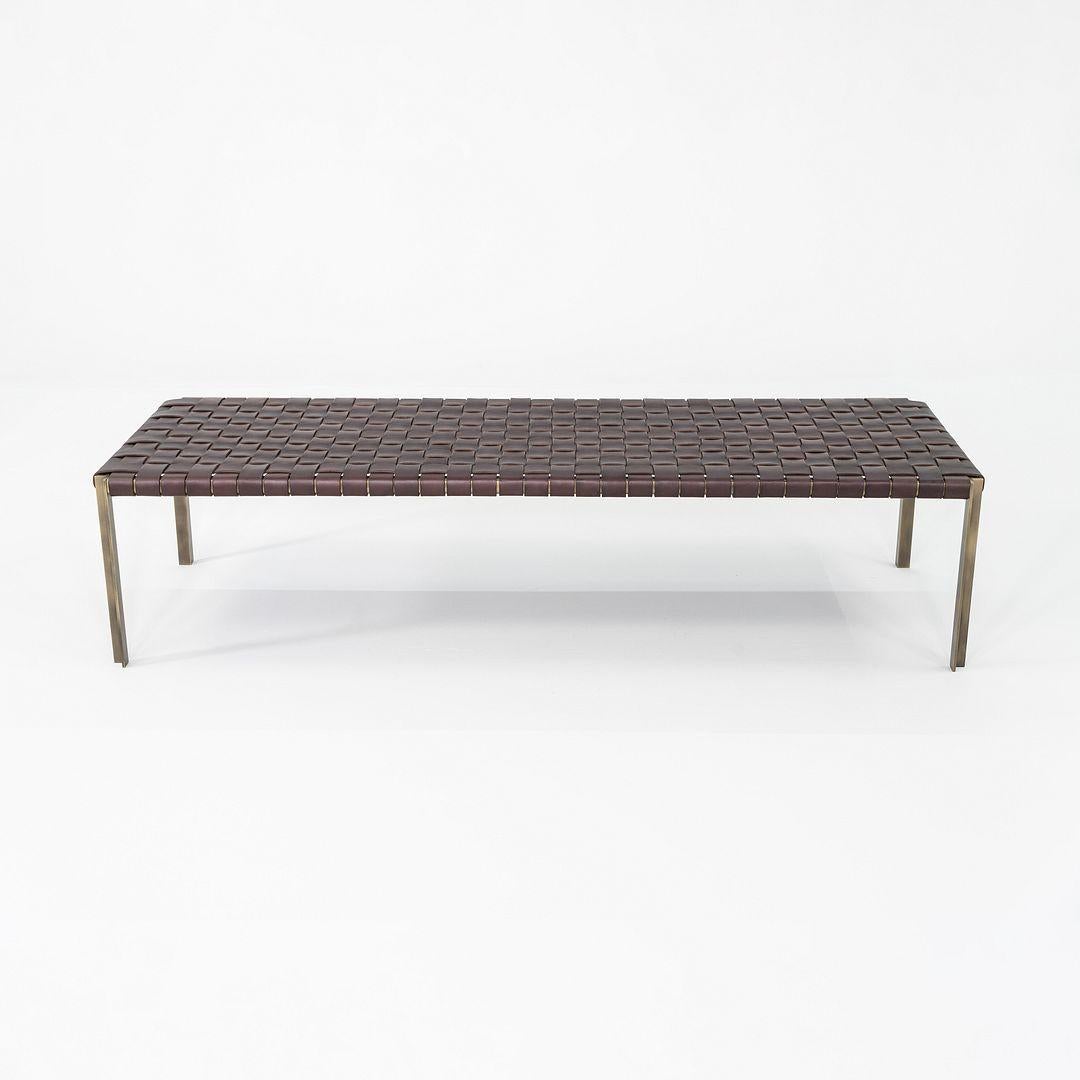 Moderne 2020s Gratz / Laverne TG-18 Large Bench in Bronze with Dark Brown Leather en vente