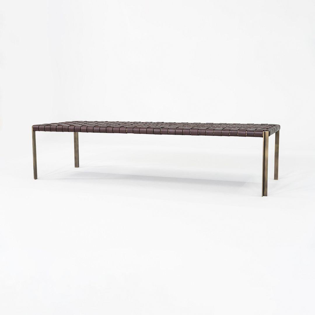 XXIe siècle et contemporain 2020s Gratz / Laverne TG-18 Large Bench in Bronze with Dark Brown Leather en vente