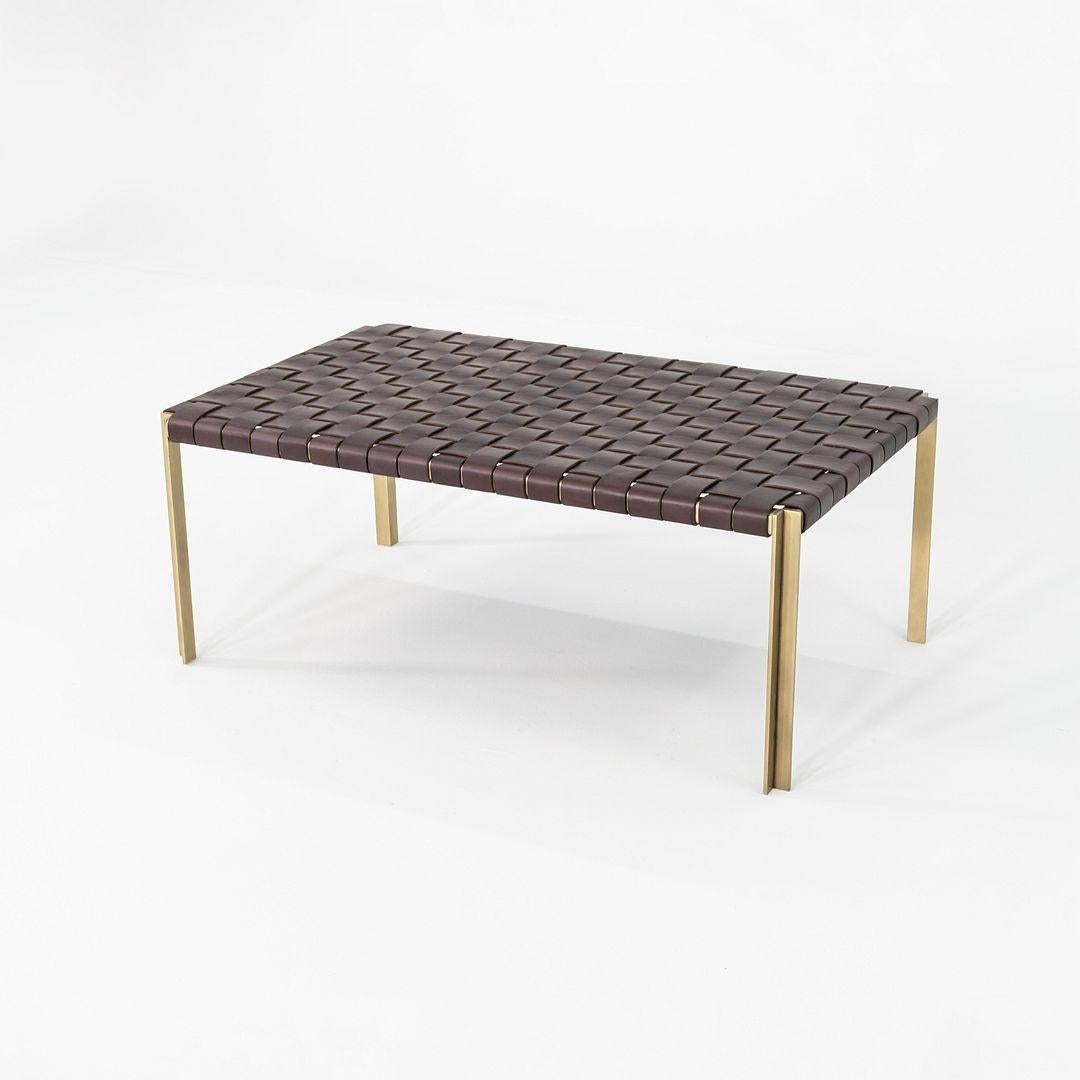 Américain 2020s Gratz / Laverne TG-18 Petit banc en bronze et cuir brun en vente