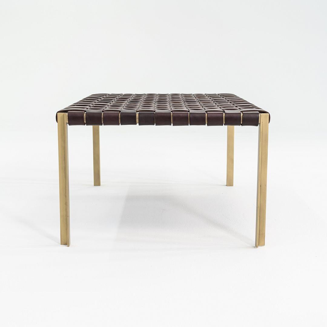 Acier 2020s Gratz / Laverne TG-18 Petit banc en bronze et cuir brun en vente