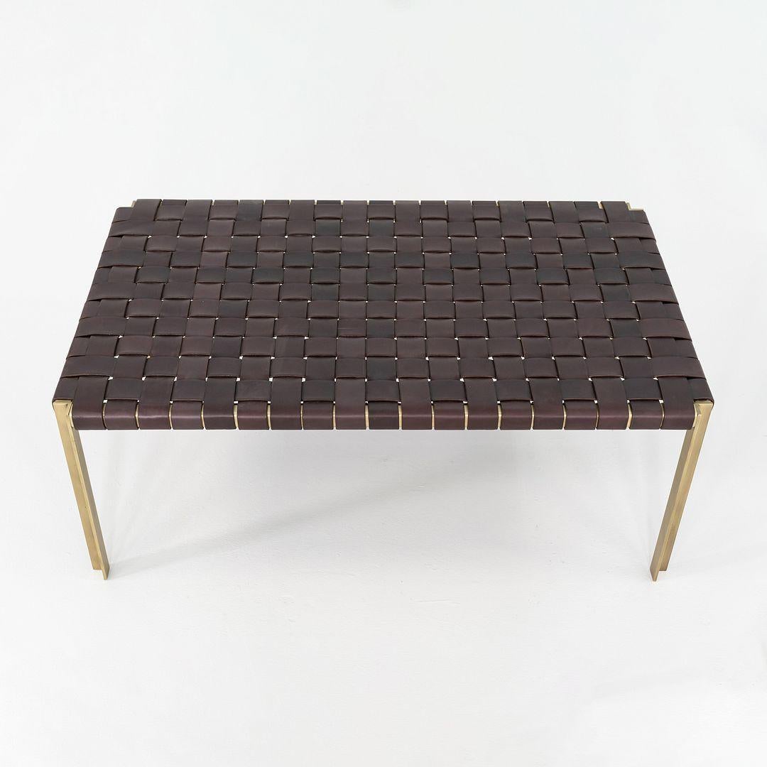 2020s Gratz / Laverne TG-18 Petit banc en bronze et cuir brun en vente 1
