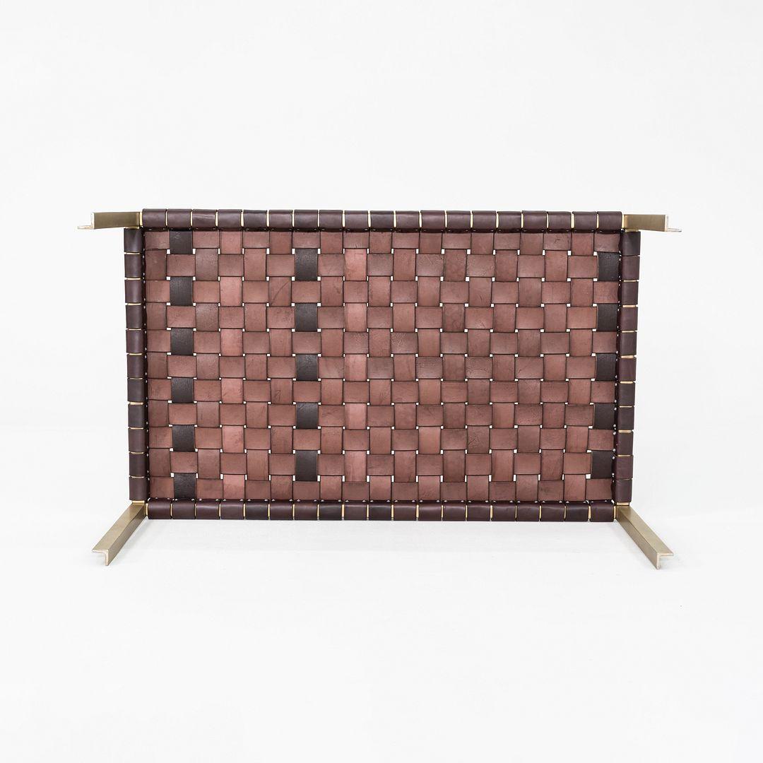 2020s Gratz / Laverne TG-18 Petit banc en bronze et cuir brun en vente 2