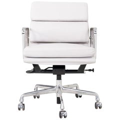 2020s Herman Miller Eames Soft Pad Management Desk Chair in Light Grey Leather