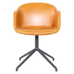 2020s Iskos Berlin for Muuto Fiber Dining Arm Chair with Swivel Base in Leather