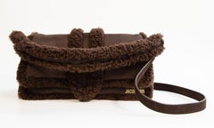 2020s Jacquemus Dark Brown Suede and Shearling Le Bambimou 2-Way Bag