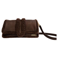 2020s Jacquemus Dark Brown Suede and Shearling Le Bambimou 2-Way Bag