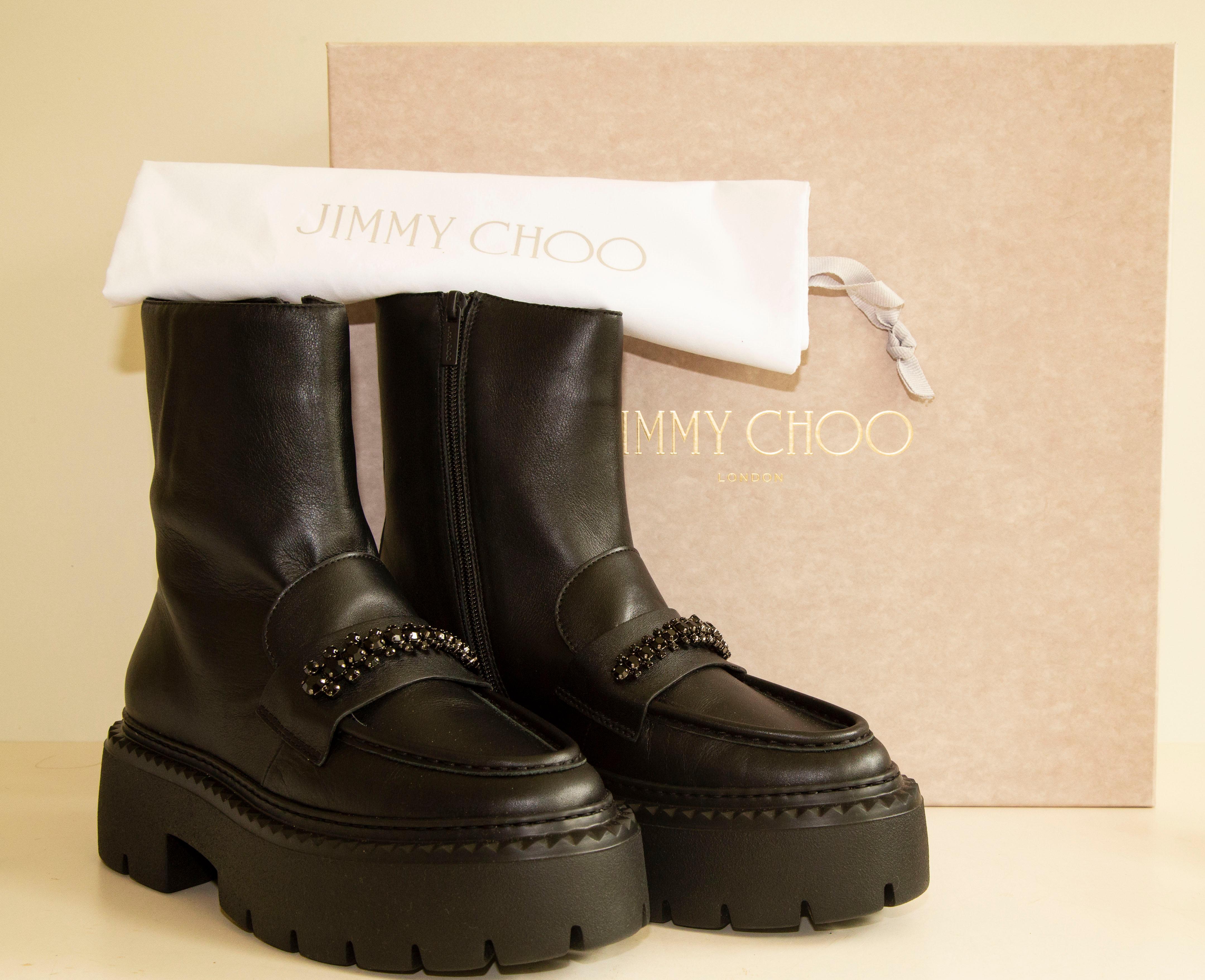 2020s Jimmy Choo Botines de piel negra en venta 8