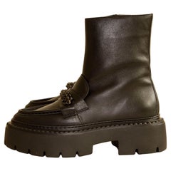 2020s Jimmy Choo Black Leather Ankle Boots EU Size 39
