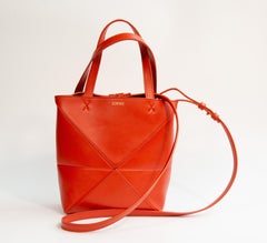 2020s Loewe Puzzle Mini Tote Bag in Red Leather