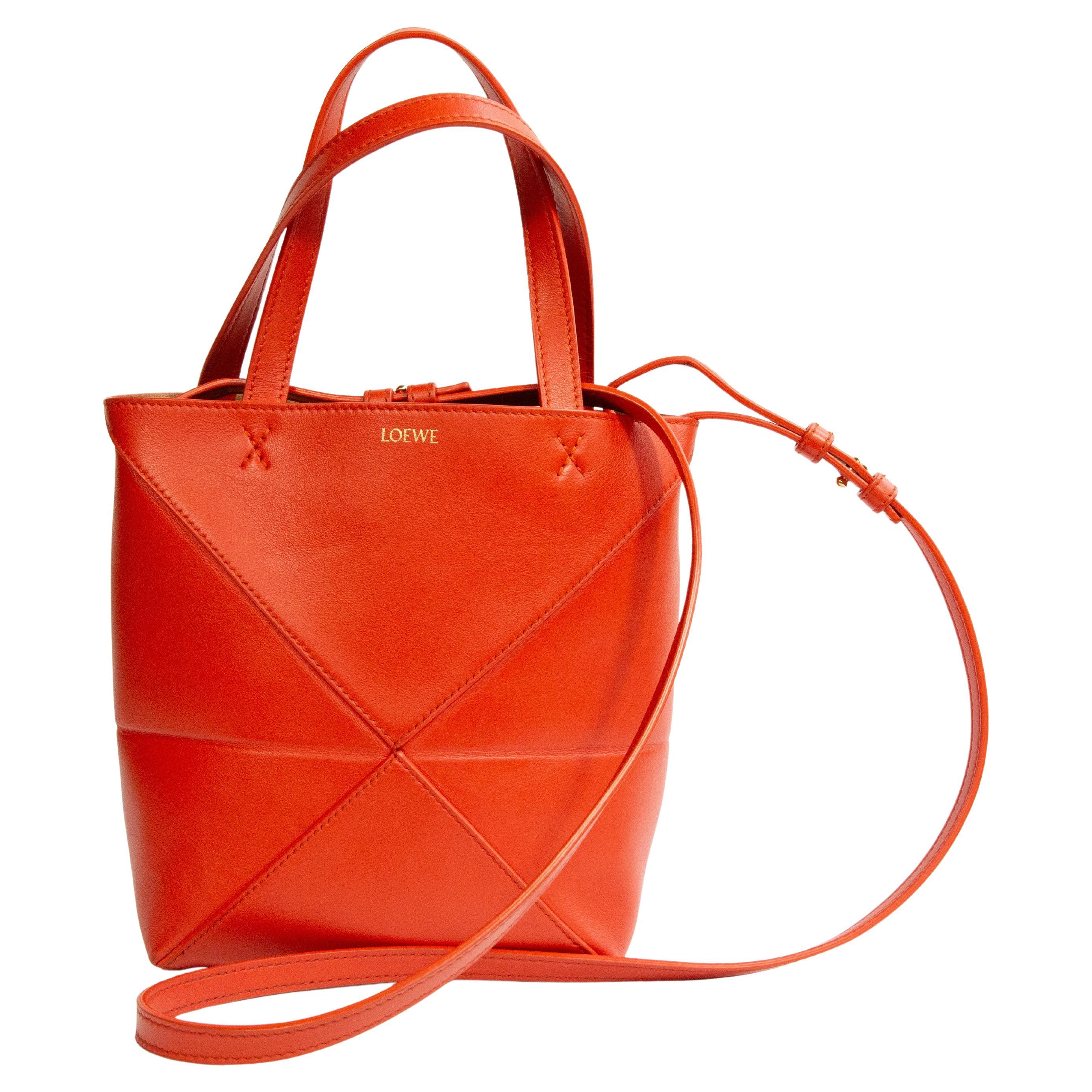 Borsa Loewe Puzzle Mini Tote anni 2020 in pelle rossa