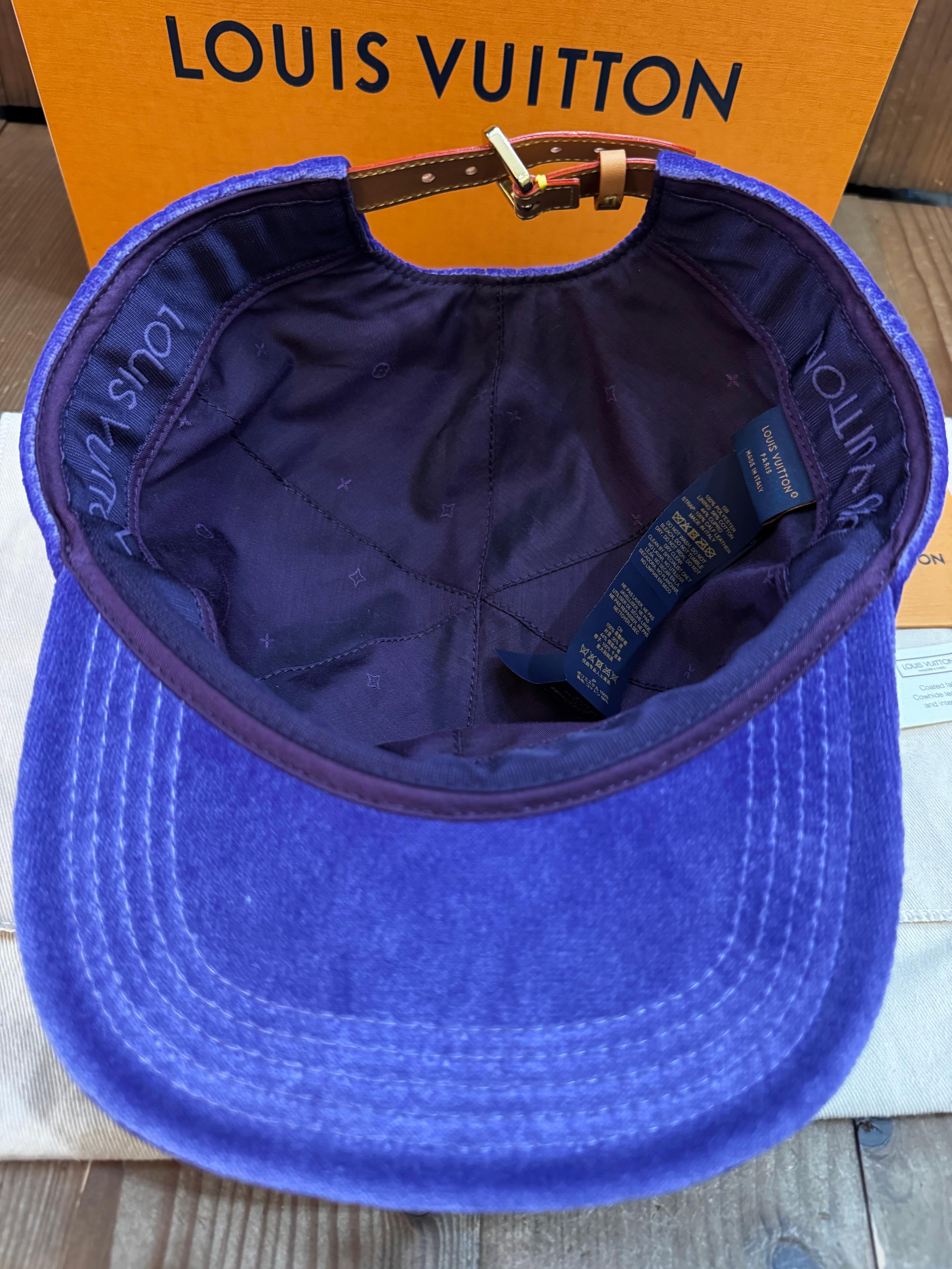 Neu LOUIS VUITTON Monogram Samt Kappe Violett Unisex 58 im Angebot 5