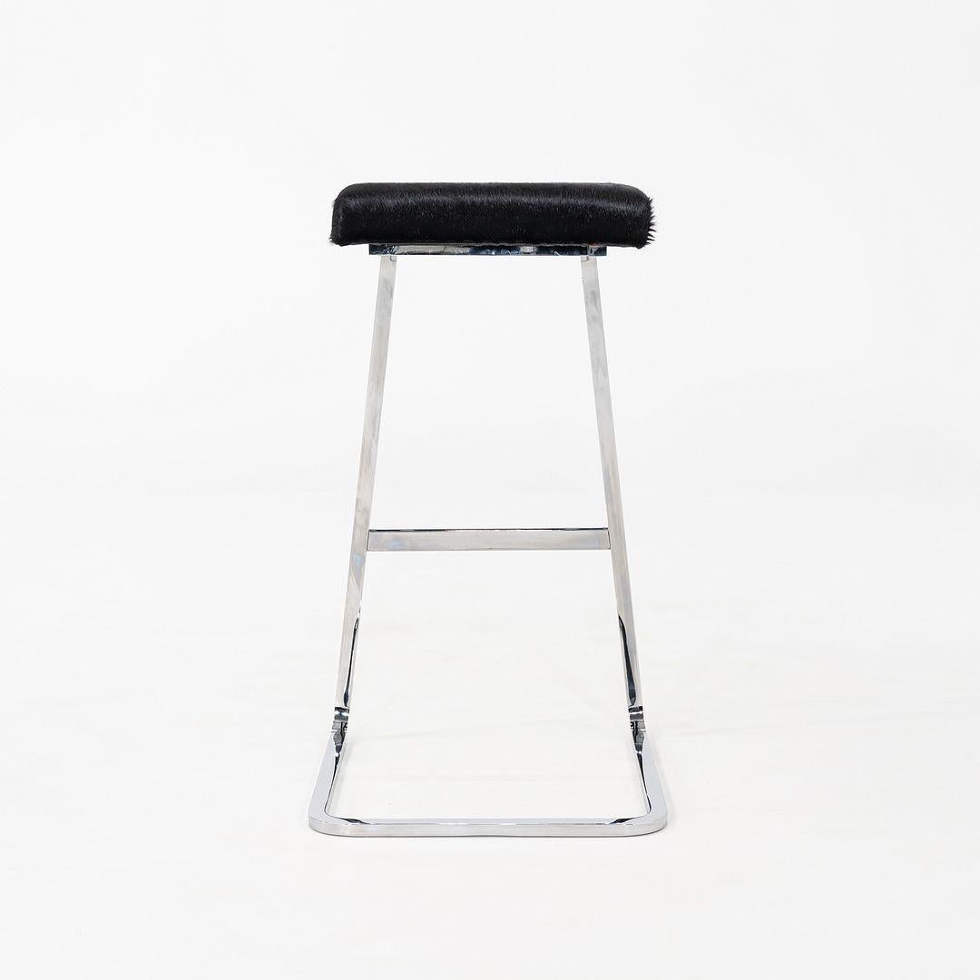 Acier 2020 Mies Van Der Rohe for Knoll Four Seasons Bar Stool with Hair on Hide (Tabouret de bar Four Seasons avec poils) en vente
