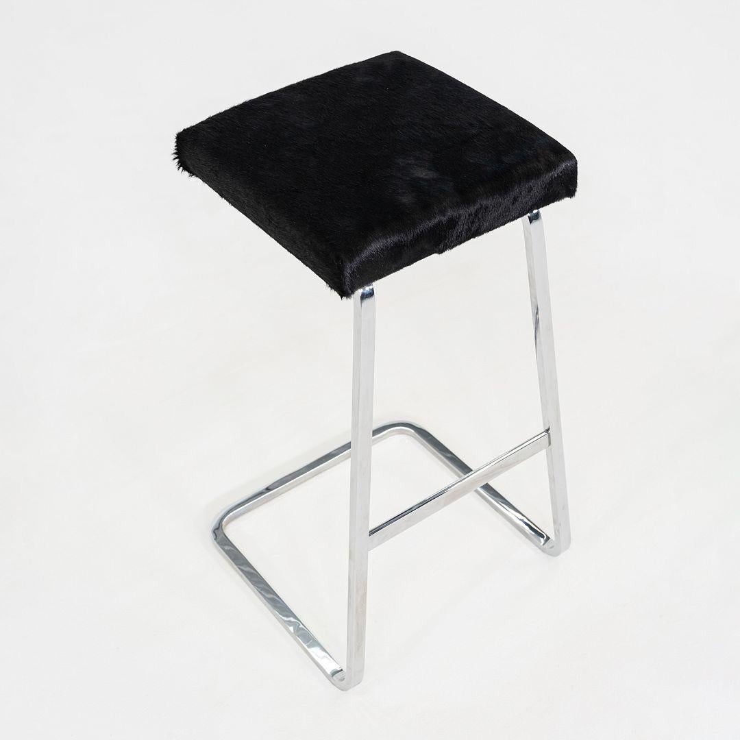 2020 Mies Van Der Rohe for Knoll Four Seasons Bar Stool with Hair on Hide (Tabouret de bar Four Seasons avec poils) en vente 2