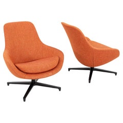 2020s Pair of Naoto Fukasawa for Geiger Saiba Lounge Chairs in Orange Fabric