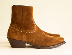 2020s Saint Laurent Lukas Western Boots in Brown Suede