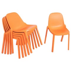 2020s Set of Six Philippe Starck for Emeco Broom Stacking Chairs in Orange