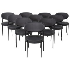 2020s Set of Ten Verner Panton for Verpan Series 430 Dining Chairs in Leather