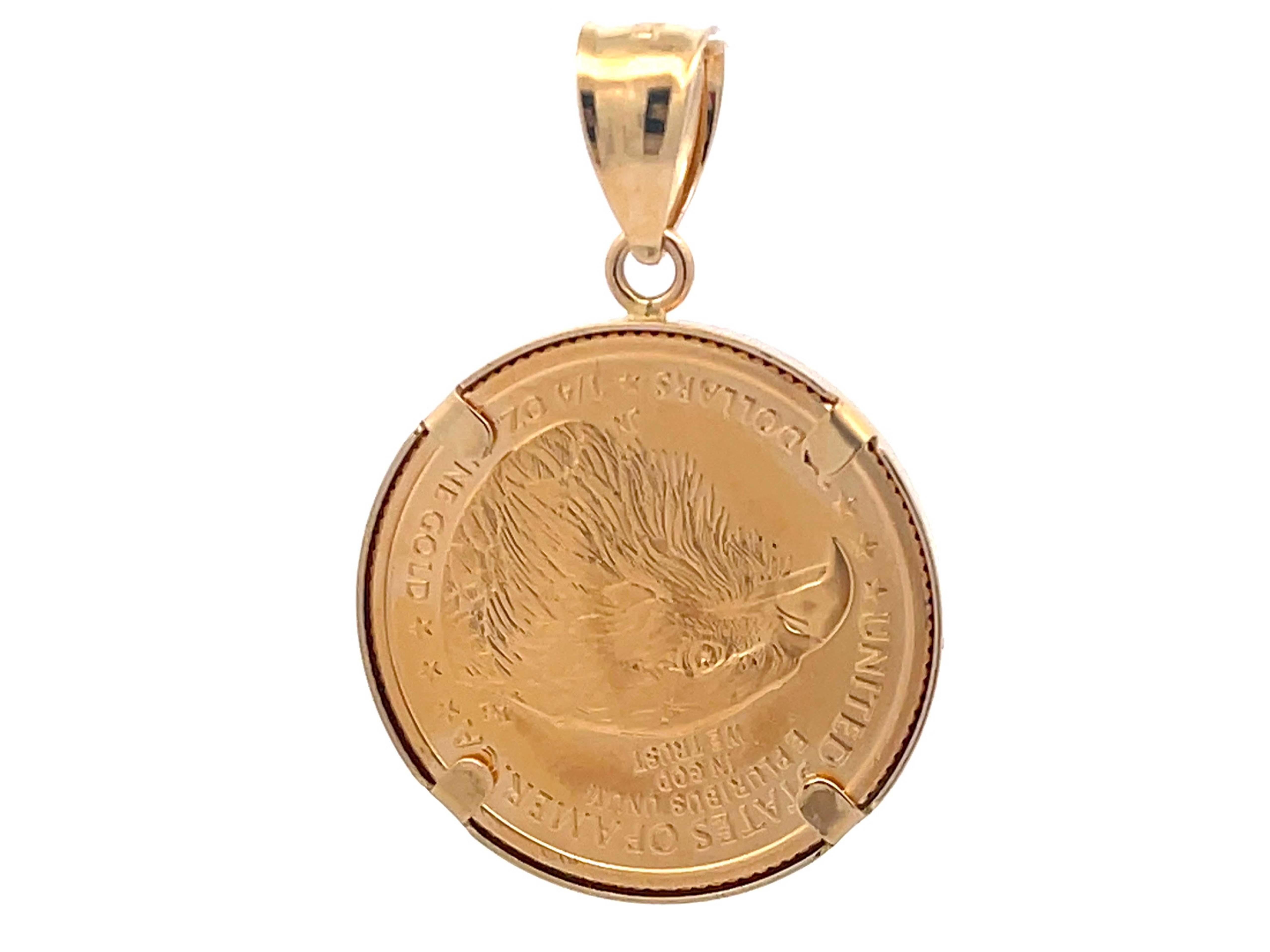 Women's or Men's 2021 American Eagle $10 Gold Coin in 14k Bezel Pendant