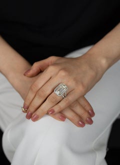 20.21 Carat Emerald Halo Diamond Ring 18K Gold Unparalleled Brilliance