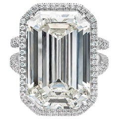 20.21 Carat Emerald Halo Diamond Ring 18K Gold Unparalleled Brilliance