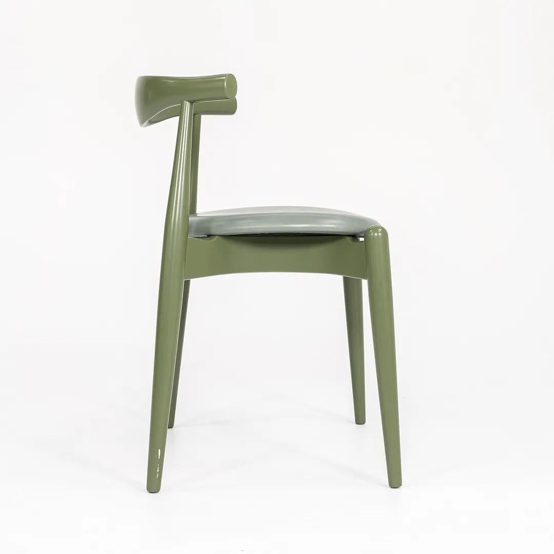 2021 Carl Hansen CH20 Dining Chair by Hans Wegner in Green with Leather Cushion For Sale 5