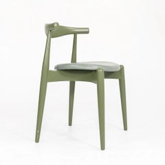 2021 Carl Hansen CH20 Dining Chair by Hans Wegner in Green with Leather Cushion