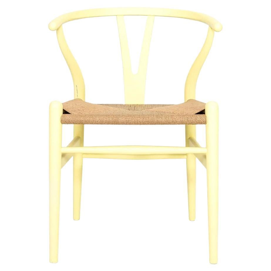 2021 Carl Hansen CH24 Wishbone Chair by Hans Wegner in Soft Yellow / Hollyhock For Sale