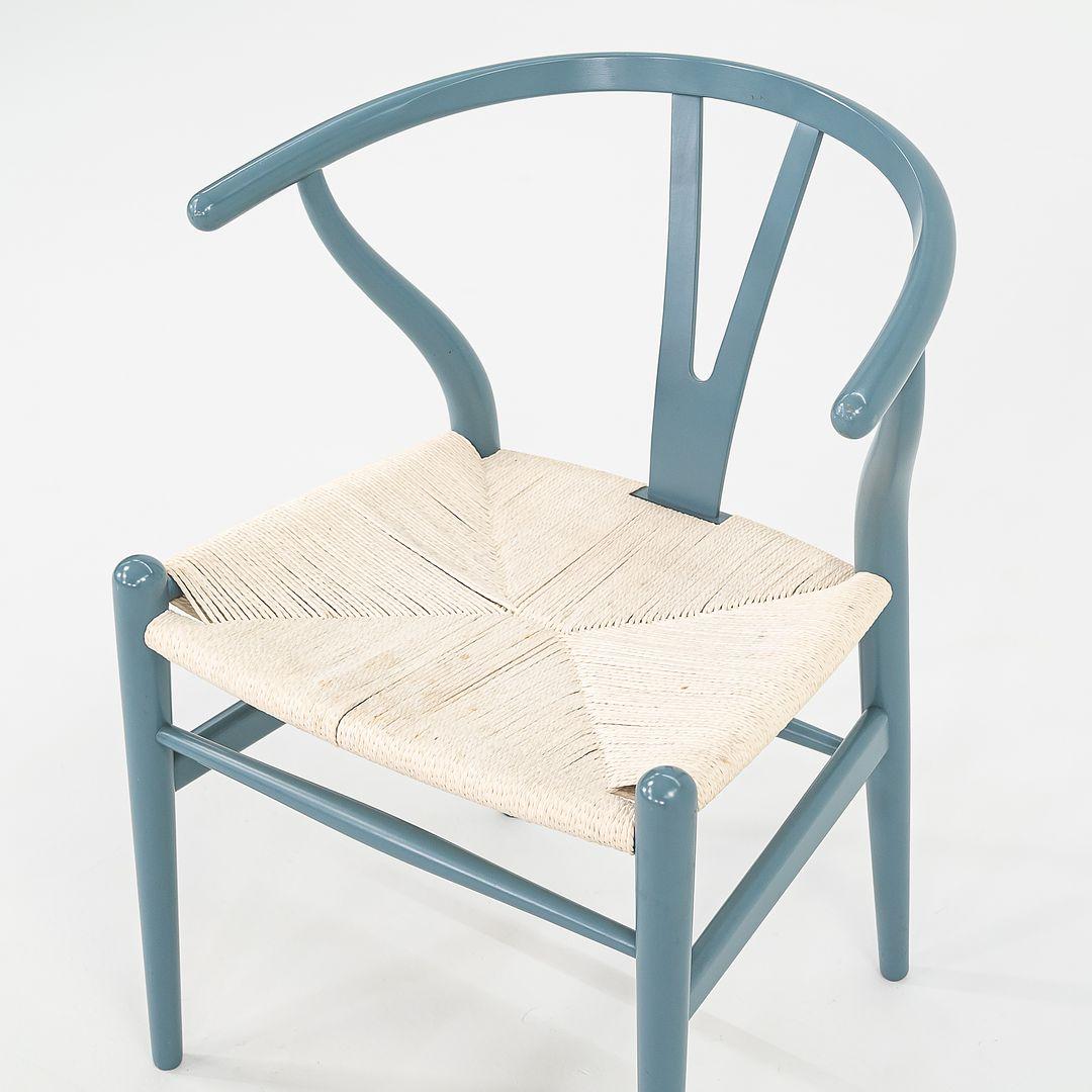 Modern 2021 Carl Hansen CH24 Wishbone Chair in Slate Blue Beech w/ White Papercord Seat