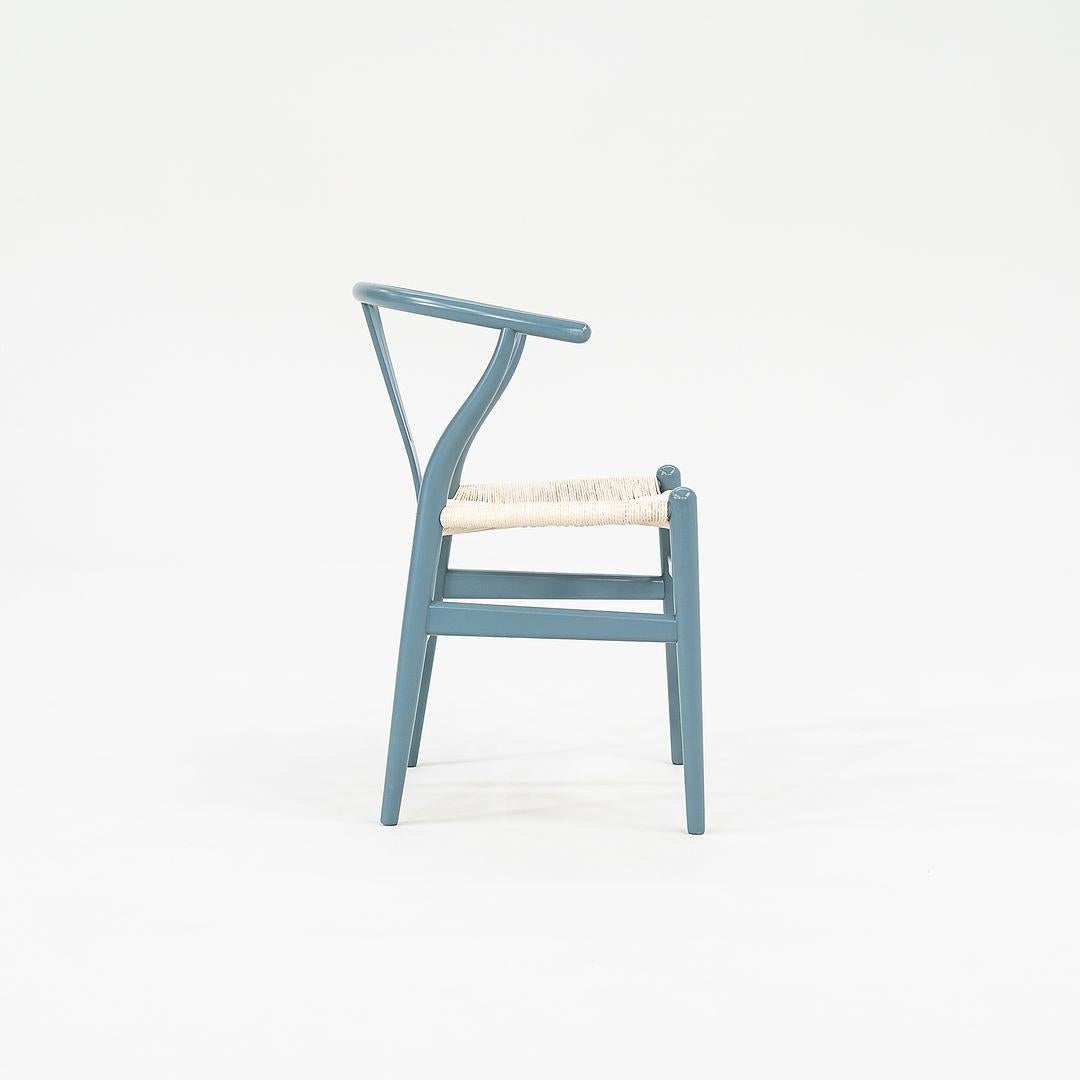 2021 Carl Hansen CH24 Wishbone Chair in Slate Blue Beech w/ White Papercord Seat In Good Condition In Philadelphia, PA