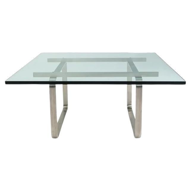 2021 Carl Hansen & Son CH106 Square Coffee Table by Hans Wegner in Glass & Steel For Sale