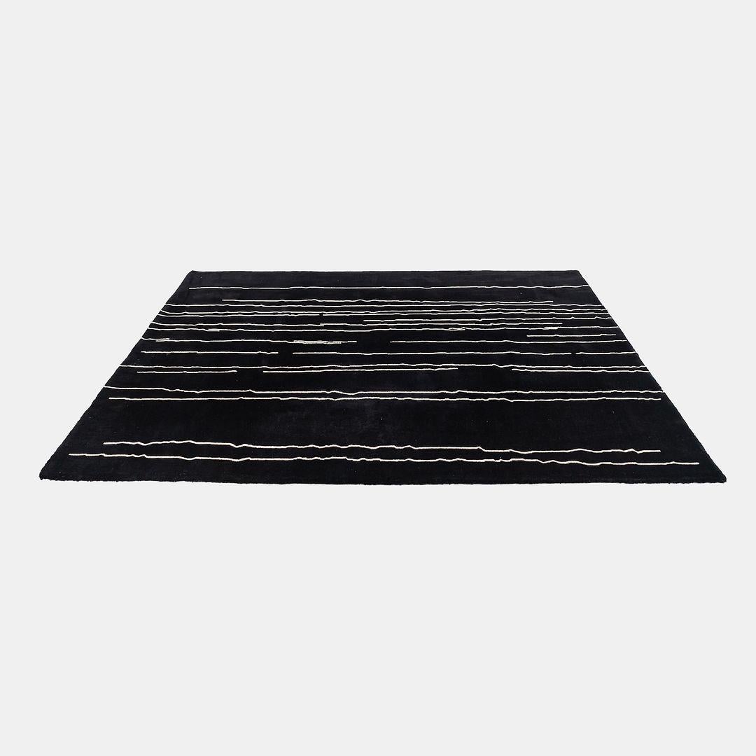 Danish 2021 Carl Hansen Woodlines Area Rug in Black & White by Naja Utzom Popov 67x95in For Sale