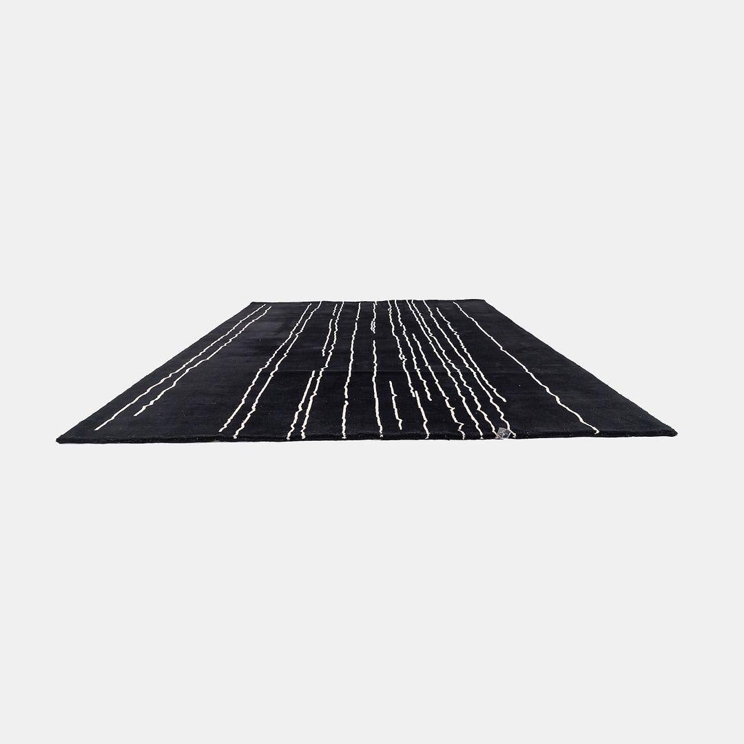 2021 Carl Hansen Woodlines Area Rug in Black & White by Naja Utzom Popov 67x95in In Good Condition For Sale In Philadelphia, PA