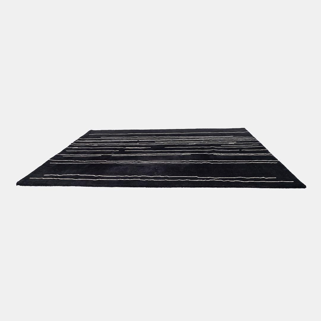 Contemporary 2021 Carl Hansen Woodlines Area Rug in Black & White by Naja Utzom Popov 67x95in For Sale