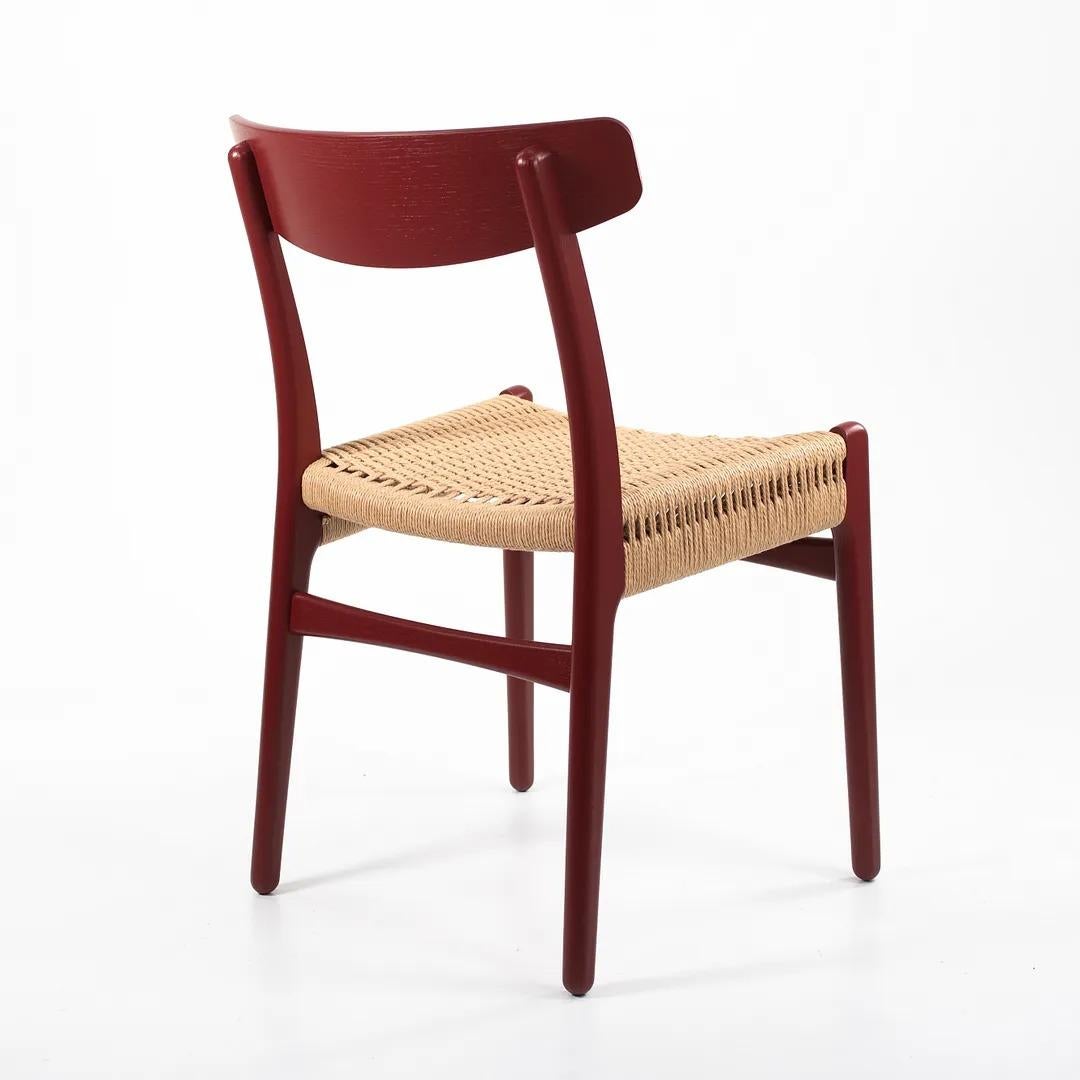 Corde en papier 2021 CH23 Chaise de salle à manger par Hans Wegner pour Carl Hansen en Oak peint rouge en vente