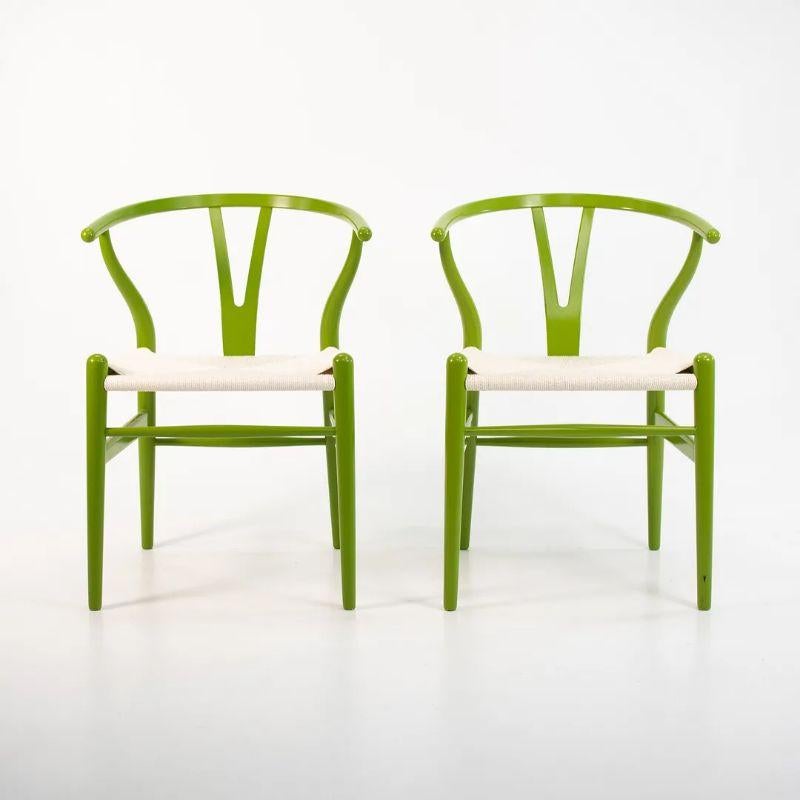 2021 CH24 Wishbone Dining Chairs by Hans Wegner for Carl Hansen in Green For Sale 2