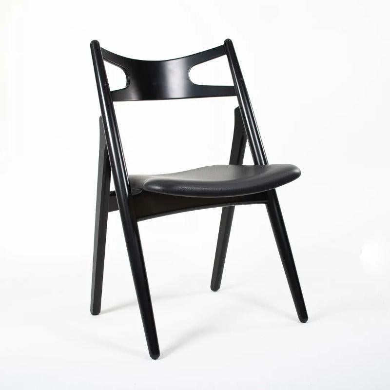 Scandinavian Modern 2021 CH29P Sawbuck Dining Chair by Hans Wegner for Carl Hansen in Beech, Leather For Sale