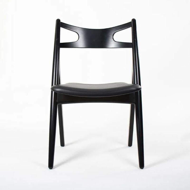 Danish 2021 CH29P Sawbuck Dining Chair by Hans Wegner for Carl Hansen in Beech, Leather For Sale