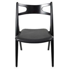 2021 CH29P Sawbuck Dining Chair by Hans Wegner for Carl Hansen in Beech, Leather