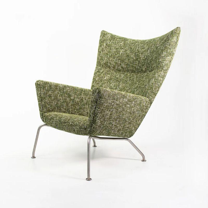 2021 CH445 Wing Lounge Chair by Hans Wegner for Carl Hansen in Green Fabric For Sale 1