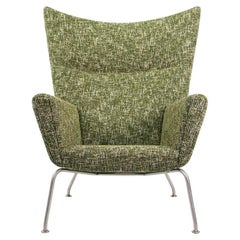 2021 CH445 Wing Lounge Chair by Hans Wegner for Carl Hansen in Green Fabric