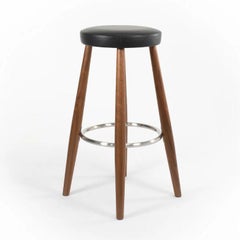 2021 CH56 Bar Stool by Hans Wegner for Carl Hansen in Walnut & Black Leather
