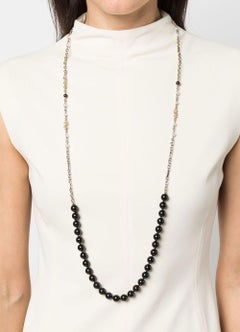 2021 Chanel Black Bead-Embellished Long Necklace