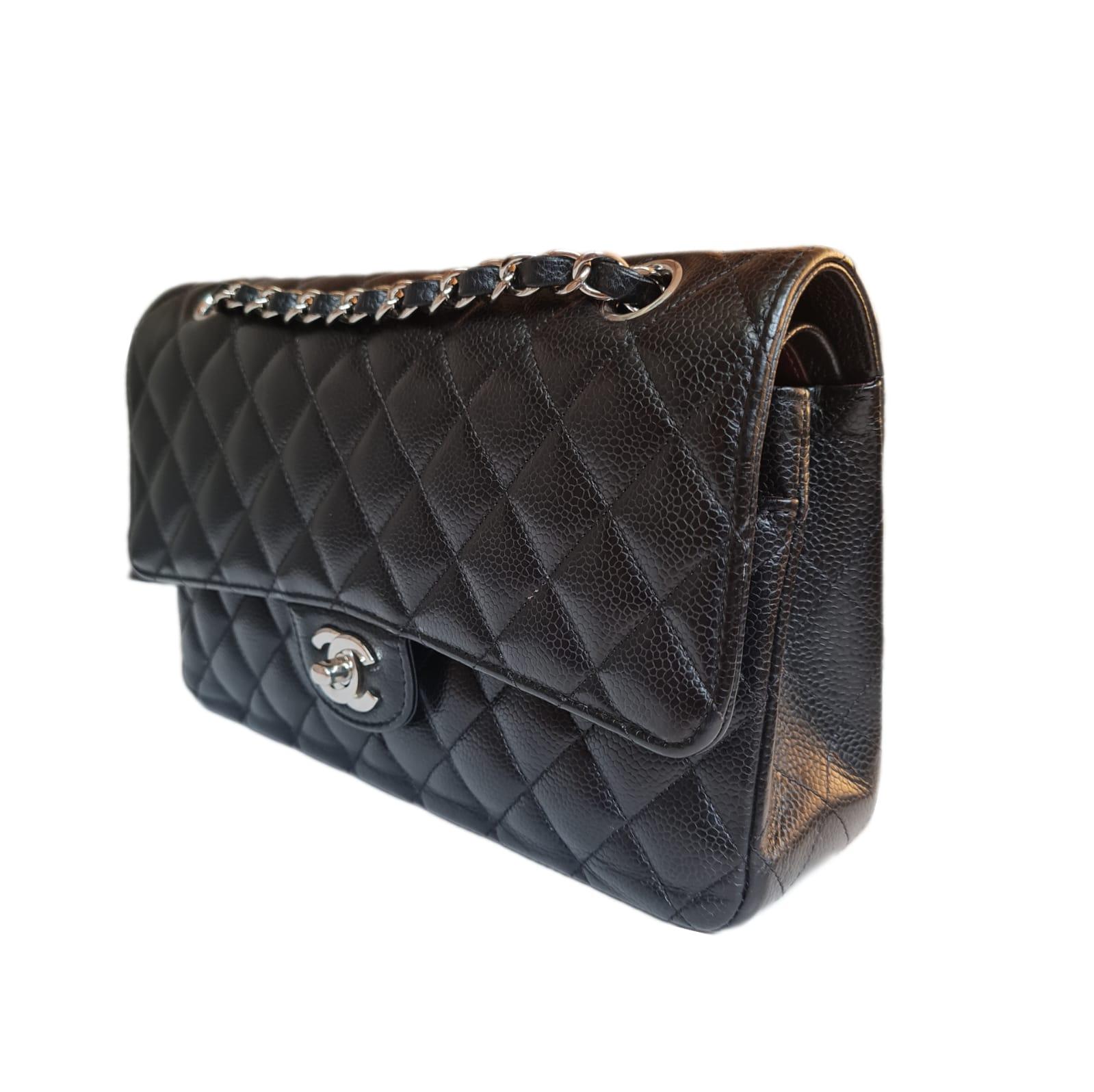 2021 Chanel Black Caviar Classic Double Flap Bag SHW 14