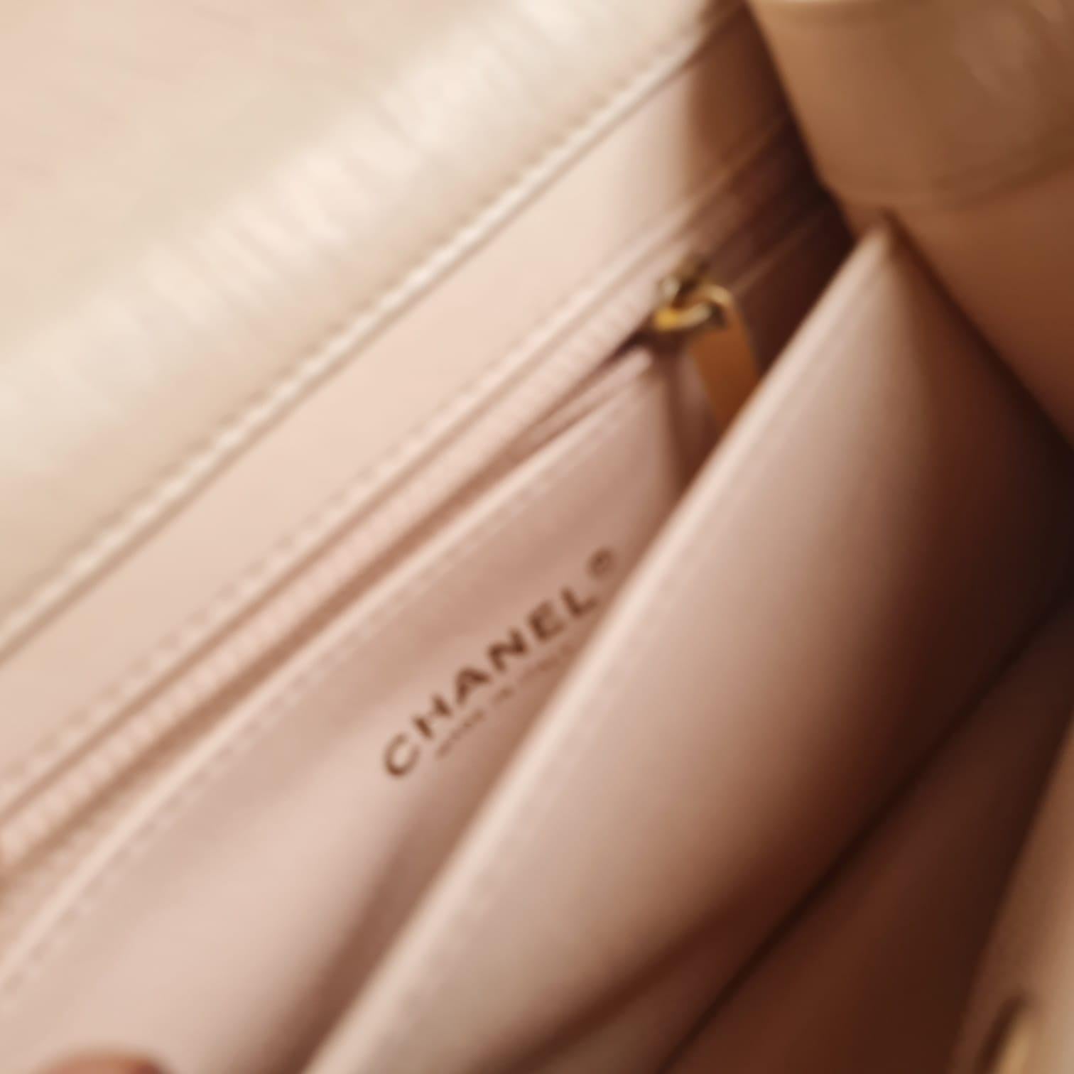 2021 Chanel Cream Crinkled Leather Top Handle Bag 11