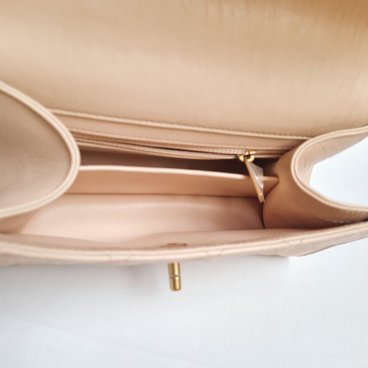 2021 Chanel Cream Crinkled Leather Top Handle Bag 12