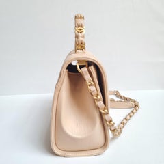 2021 Chanel Cream Crinkled Leather Top Handle Bag