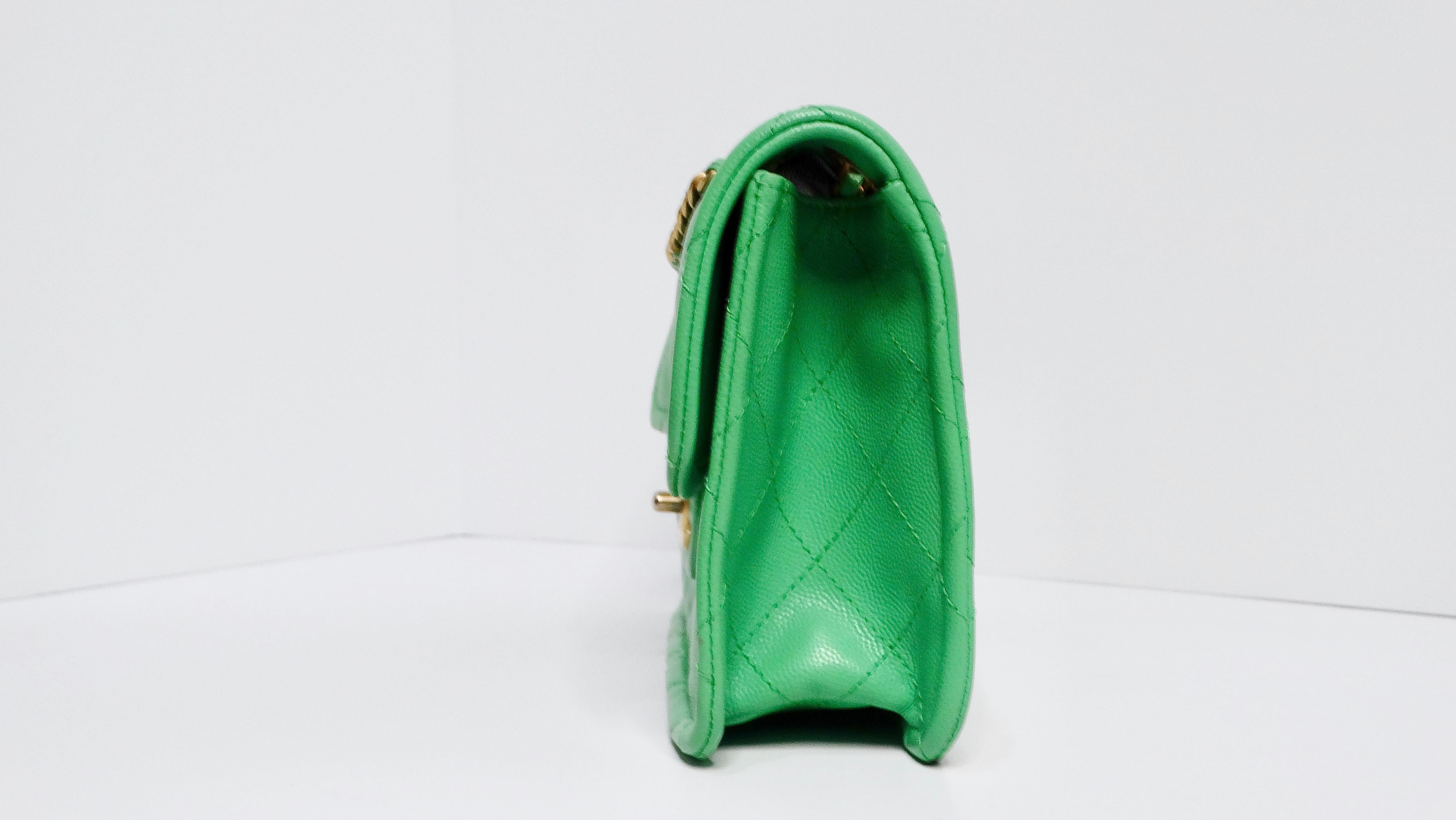 2021 Chanel Mint Green Caviar Leather Flap Bag For Sale 6