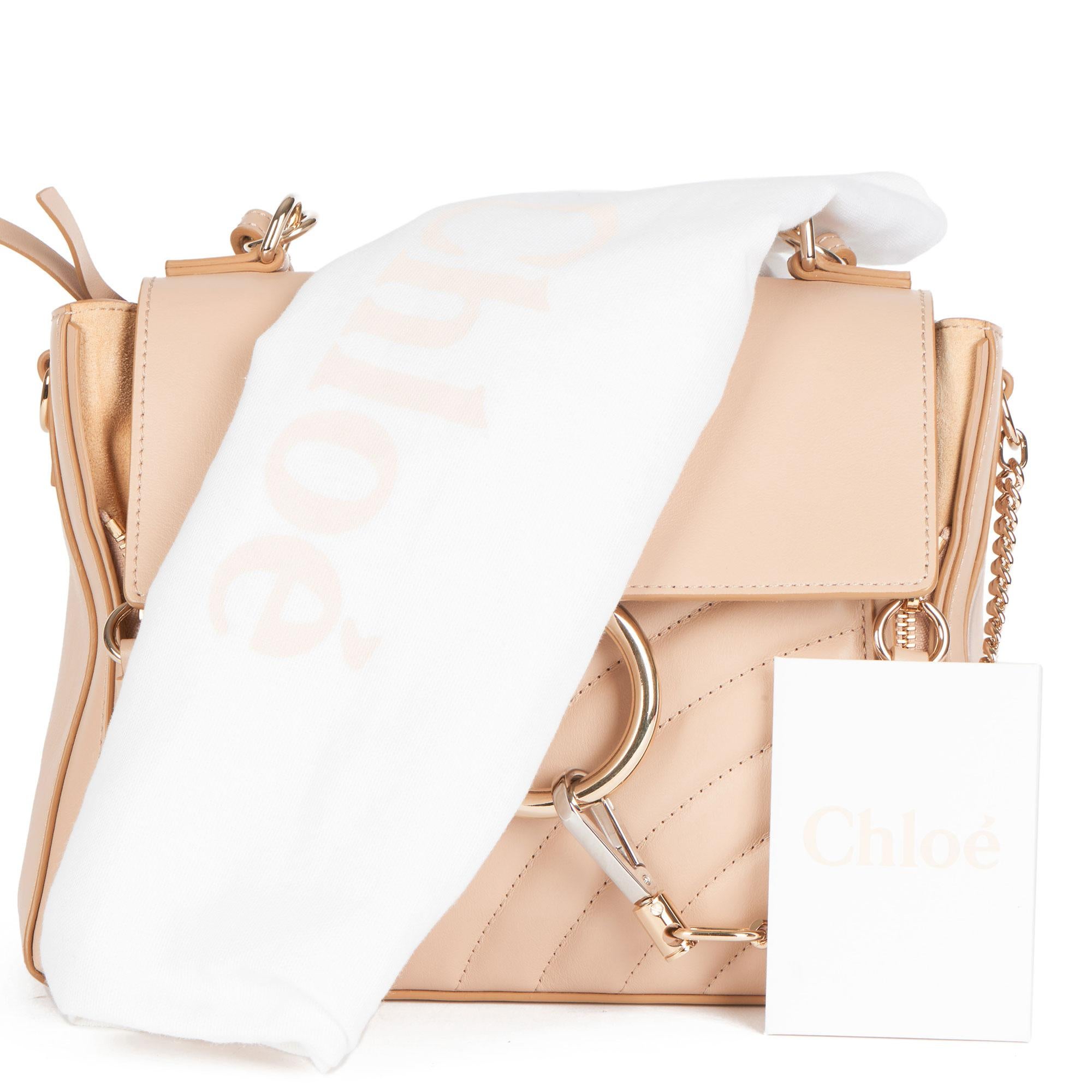 2021 Chloe Beige Quilted Calfskin Leather & Suede Small Faye Day Bag 3