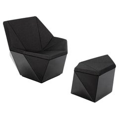 2021 David Adjaye for Knoll Washington Prism Lounge Chair and Ottoman in Black